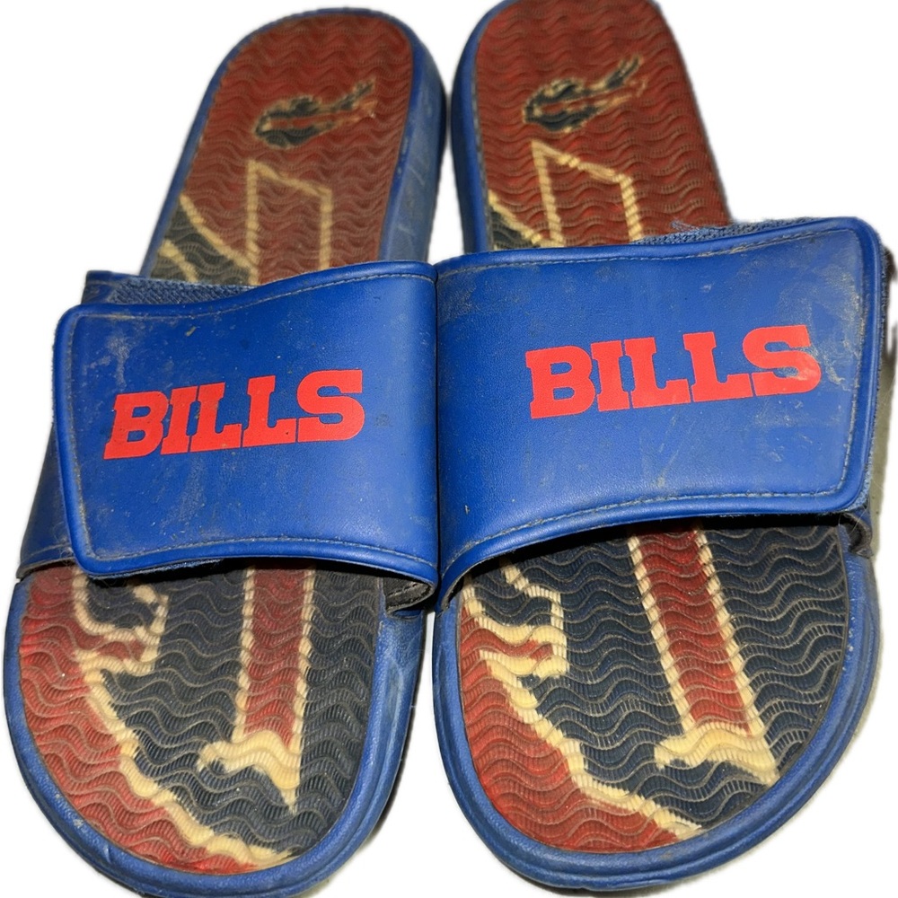 Buffalo‎ Bills NFL Men's Wordmark GEL Slide On Sandal Flip Flops Slides XL 13-14